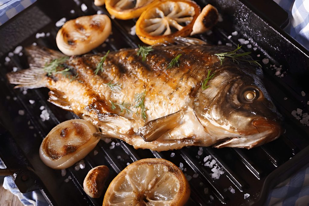 Classic Fried Carp With Lemon And Herbs