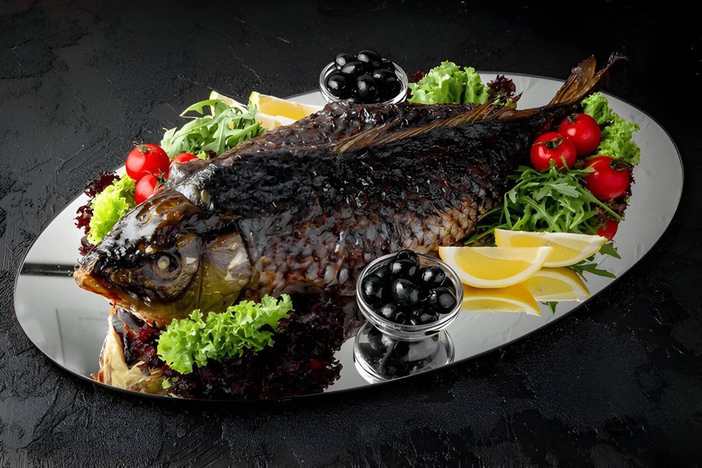 Mediterranean Inspired Baked Carp With Tomatoes And Olives